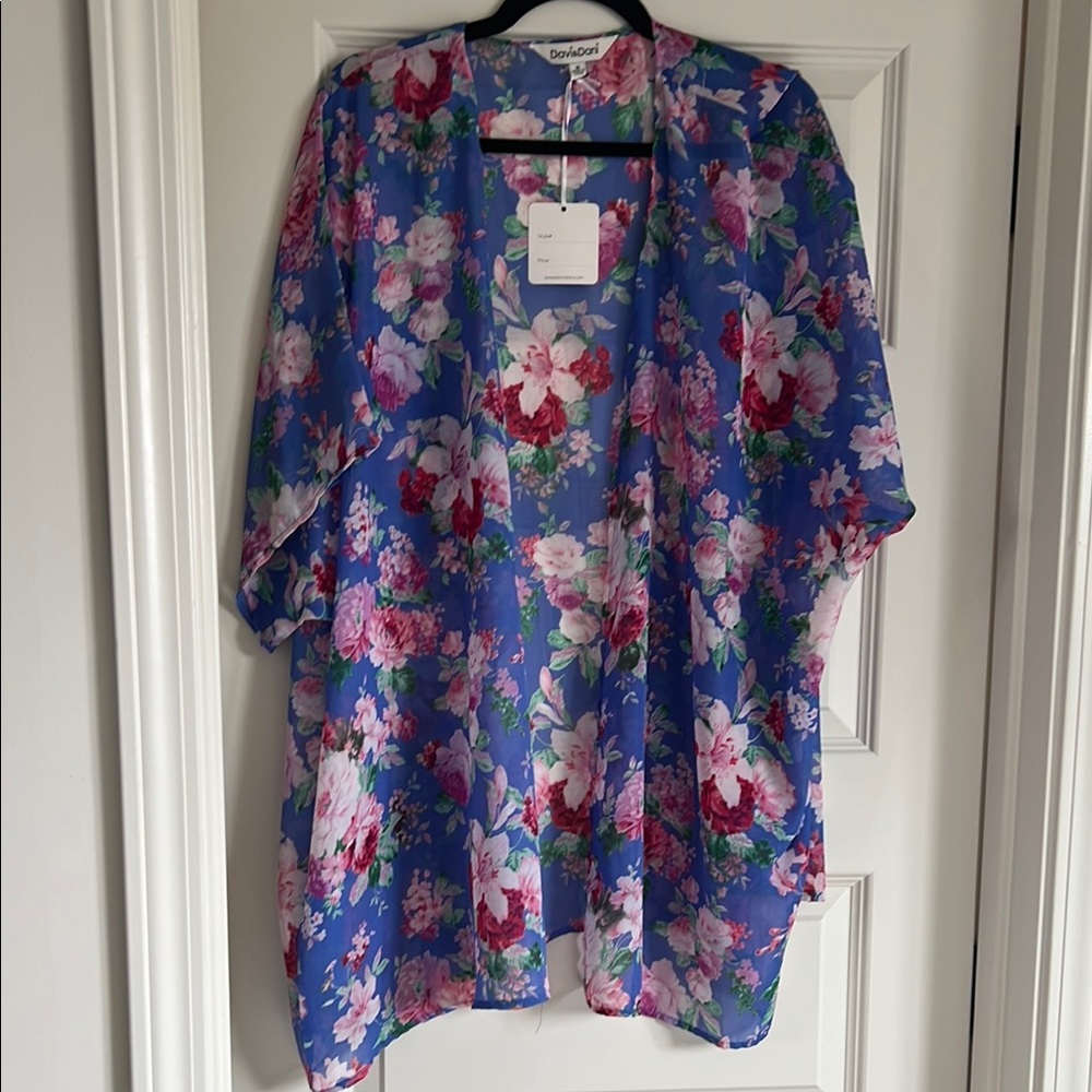 Floral Blue Kimono Cardigan